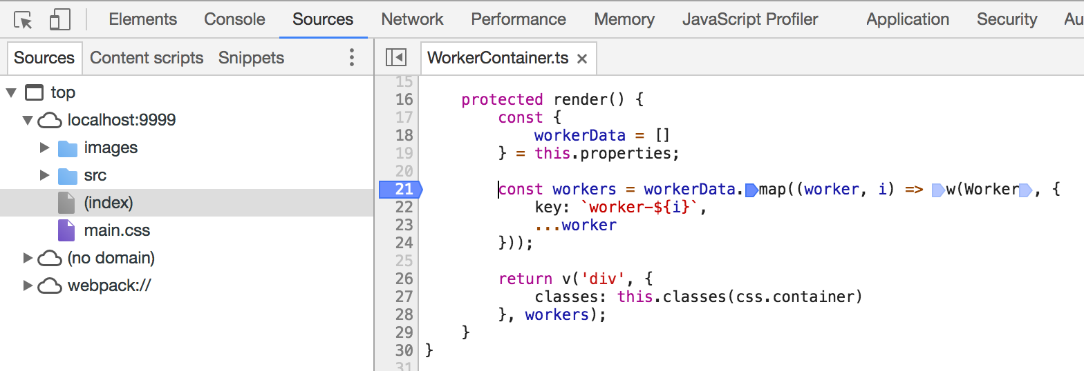 breakpoint set in Chrome DevTools